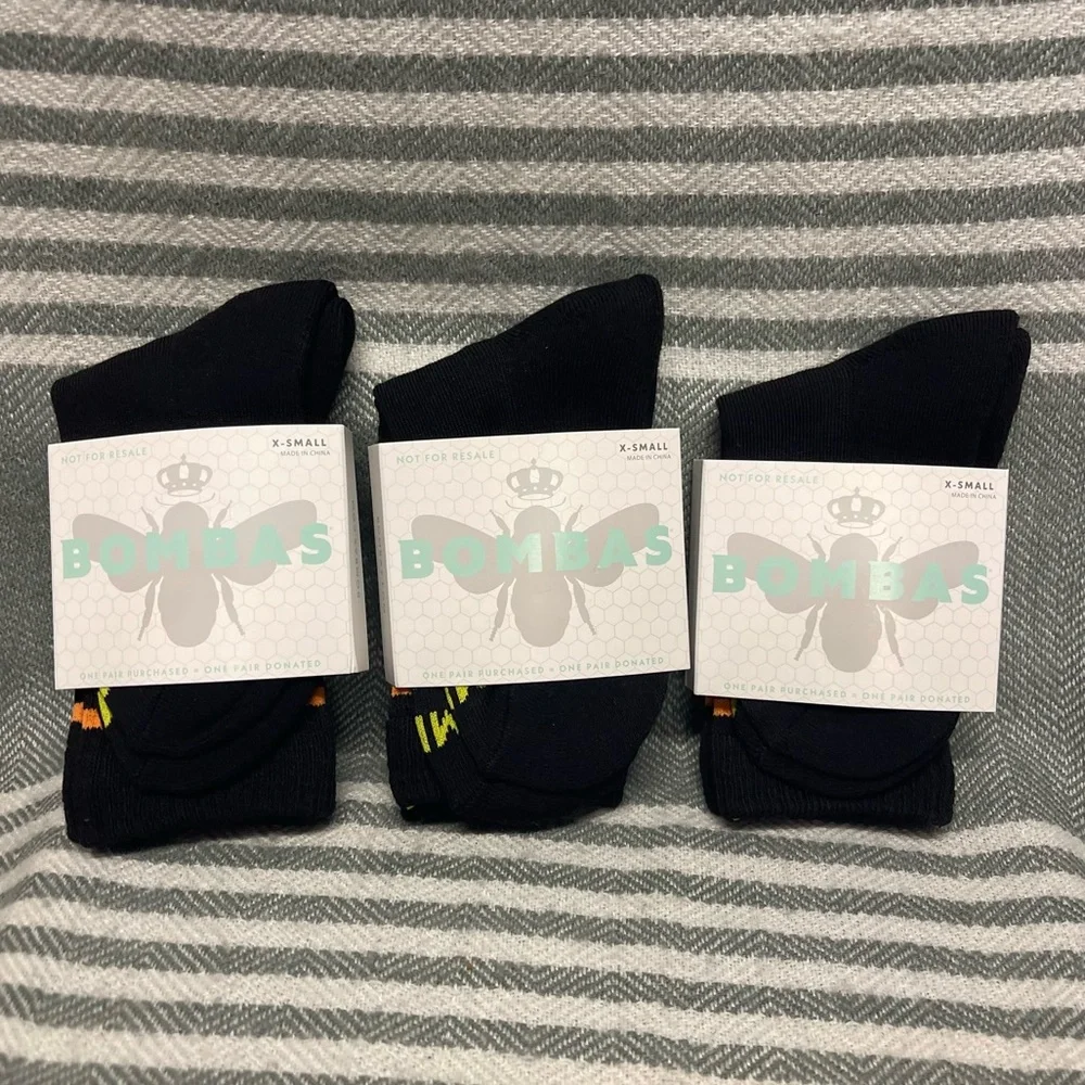 3 pack Bombas Black Half Calf Socks NWT Size‎ X-Small